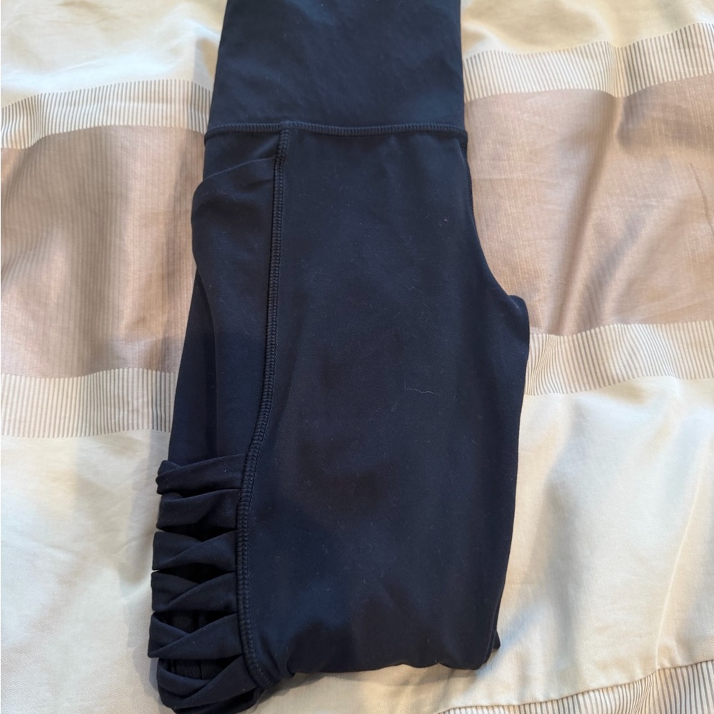 Athleta Black Leggings with Ruched Sides